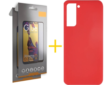 Carcasa + 2 Protectores de Pantalla para Samsung Galaxy S22 5G SKYHE Rojo
