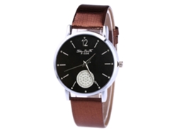 Reloj De Pulsera De Cuero Para Parejas, Hombres, Mujeres Y Estudiantes, De Cuarzo, Sencillo, Color Marrón.