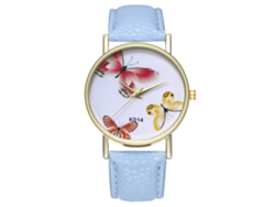 Reloj Analógico De Cuarzo Para Hombre Con Correa De Cuero Pu Zhoulianfa (azul Claro)