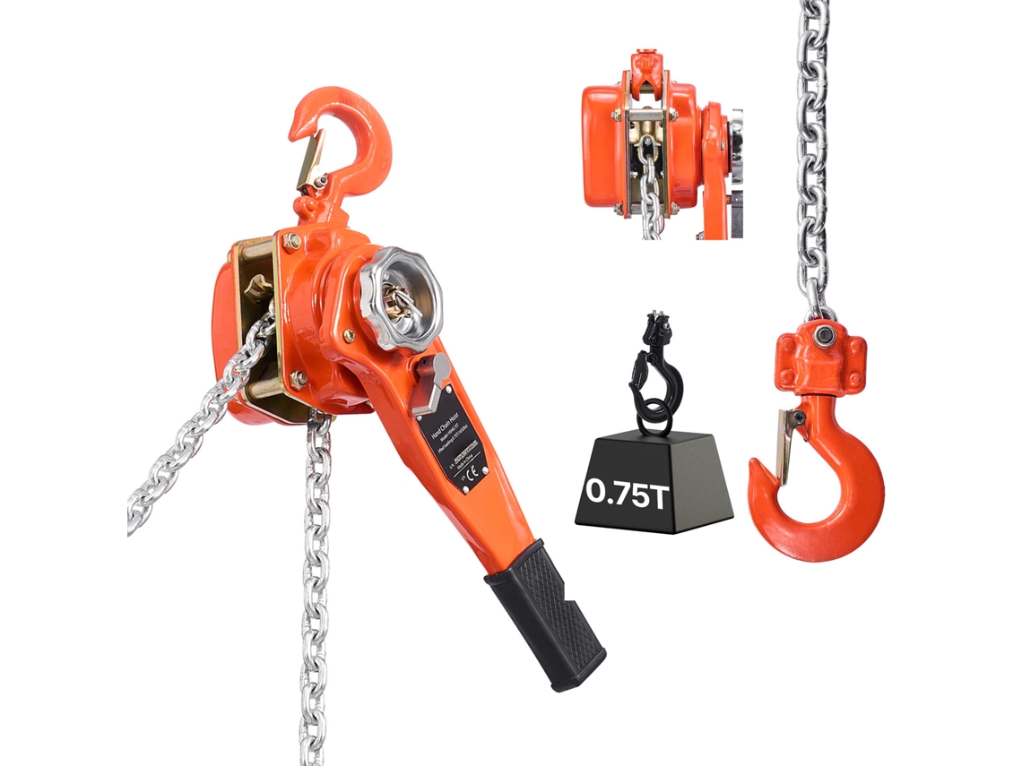Cabrestante de cadena manual Succebuy Mini con palanca, 0,75 T, 3 M, 460 x 115 x 155 mm