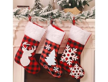 Gran juego de calcetín de Navidad de 3, calcetín de Navidad con muñeco de nieve, árbol de Navidad, alce para decoraciones de fiesta de Navidad de v...