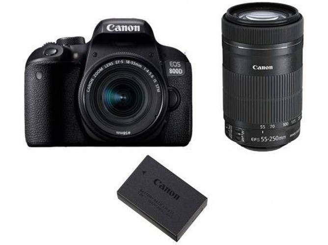 Kit Cámara Réflex CANON EOS 800D EF-S 18-55mm F4-5.6 IS STM + EF-S 55-250mm F4-5.6 IS STM + LP-E17