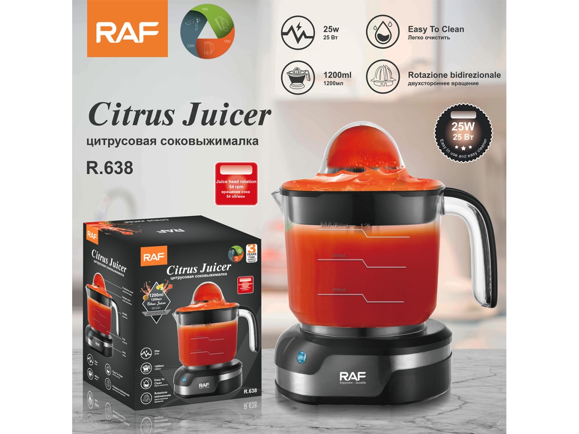 Exprimidor eléctrico de frutas estándar europeo para naranjas y limones, pequeño y portátil, automático, para uso doméstico, 1,2 l
