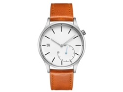 Reloj De Pulsera Redondo De Cuarzo Para Hombre Con Correa De Piel Sintética, Estilo Casual.