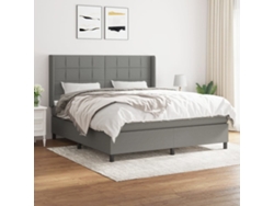 Cama Box Spring Con Colchón Tela Gris Oscuro 180x200 Cm