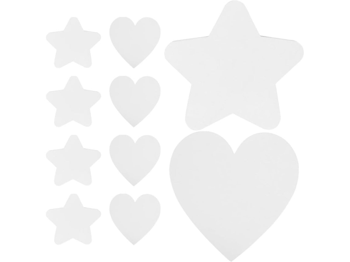 Juego De 10 Mini Lienzos De Algodón Estirados Con Esquinas Redondeadas, Formas De Estrella Y Corazón, 15x15 Cm