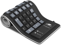 Teclado plegable de silicona con cable USB, resistente al agua, enrollable, para PC, portátil (negro/gris)