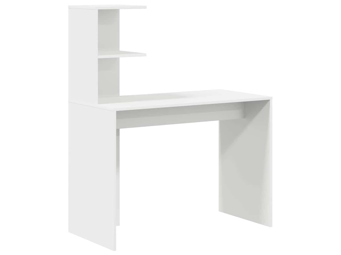 Escritorio | Escritorio con estante, blanco, 102 x 50 x 124 cm, madera tratada.