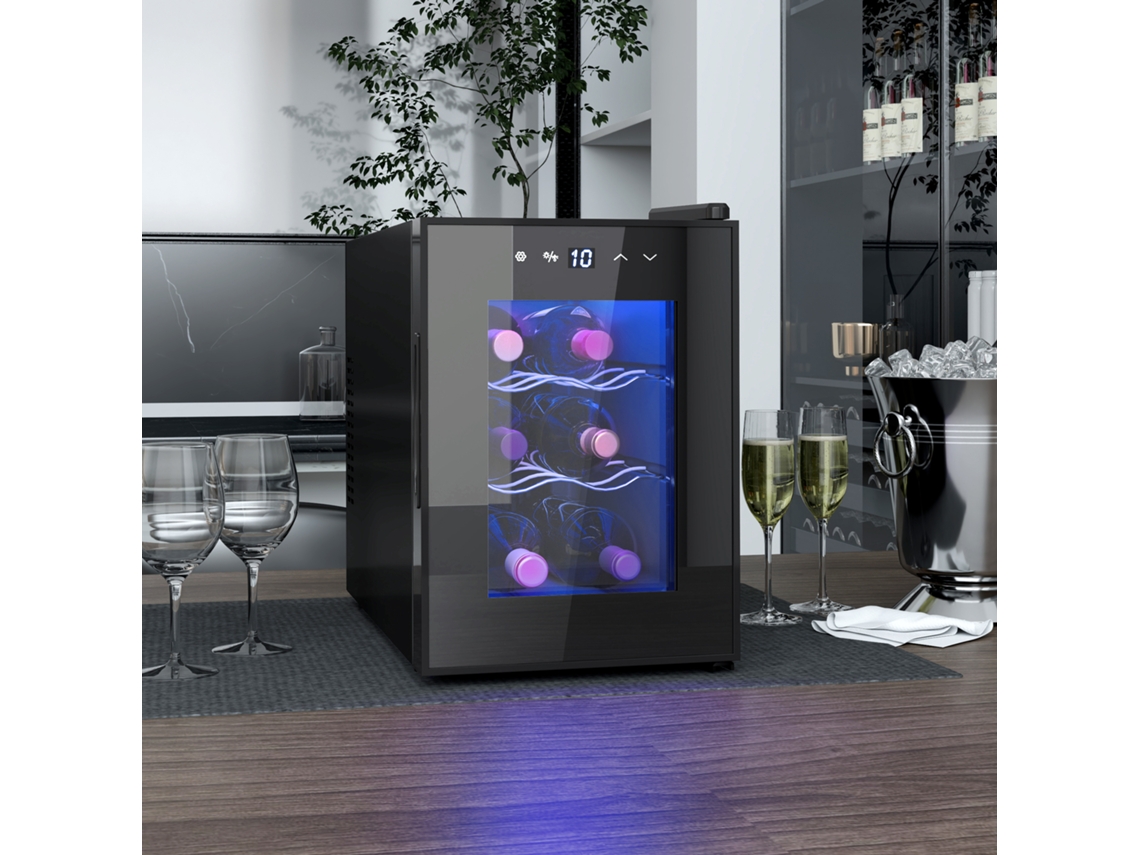 Refrigerador de vinos para 6 botellas, 17L, LED, pantalla táctil, temperatura ajustable, negro PMM CAPITALI