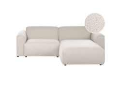 Beliani Faaborg De Bouclé Sofá Rinconera Crema 250x162x73