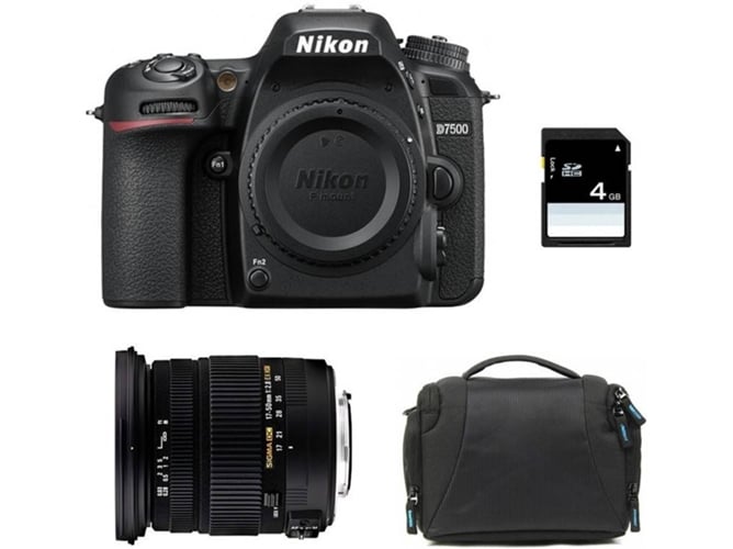 Kit Cámara Réflex NIKON D7500 + Sigma 17-50 DC OS EX HSM + Bolsa + SD 4Go