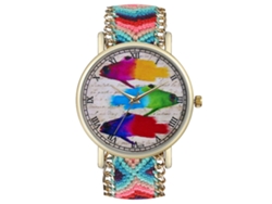 Reloj De Mujer Analógico Simple Con Números Romanos Pulsera De Lana Tejida Cuarzo