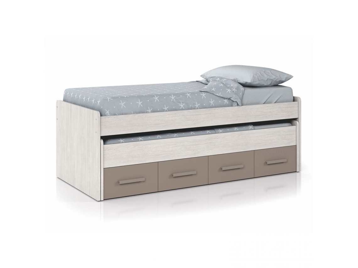 Cama doble juvenil Ares Blanco Alpes - Basalto 198 x 69 x 96cm cm