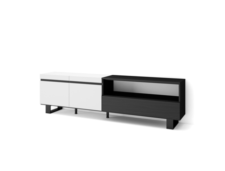 Mueble TV Televisión 200x57x35cm Para TV hasta 80 Diseño industrial Blanco y negro