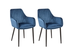 Cadeiras de jantar em veludo BELIANI Wellston de Veludo Azul 60x61x84