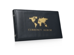 Álbum de Coleção de Notas com 40 Bolsos capa de couro PU transparente para moedas mundiais e selos | S/MARCA