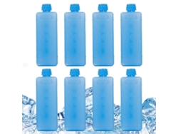 Paquete de 8 bolsas de hielo reutilizables para neveras portátiles, duraderas y a prueba de fugas, ideales para congelar alimentos y bebidas.