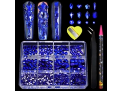 Pegatinas de uñas con diamantes de imitación de cristal AB, 12 formas surtidas, diseño plano 3D.