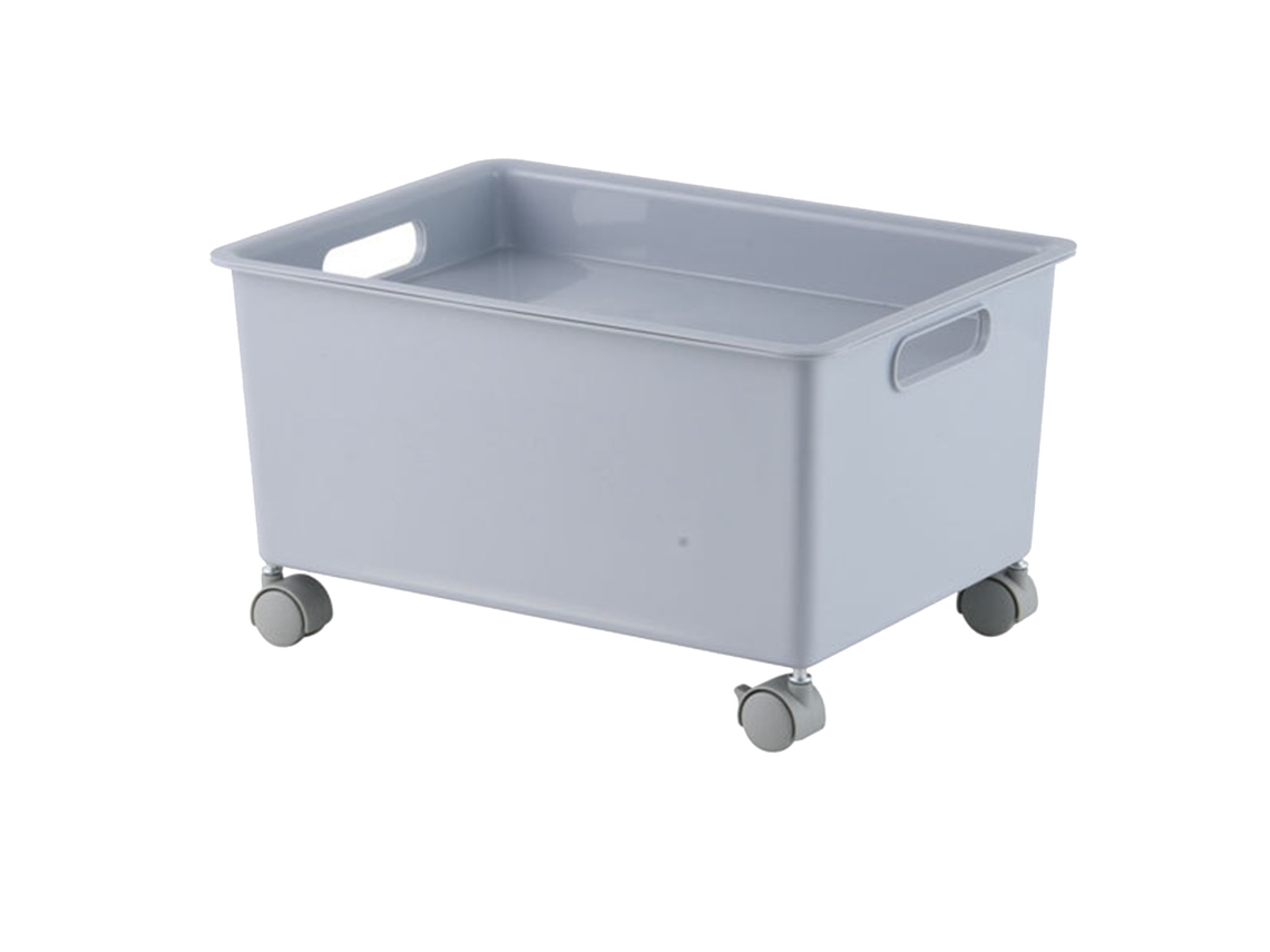 Cesta De Almacenamiento De Pp Resistente Con Ruedas, Gran Capacidad, Para Libros, Ropa Y Zapatos, Color Gris.
