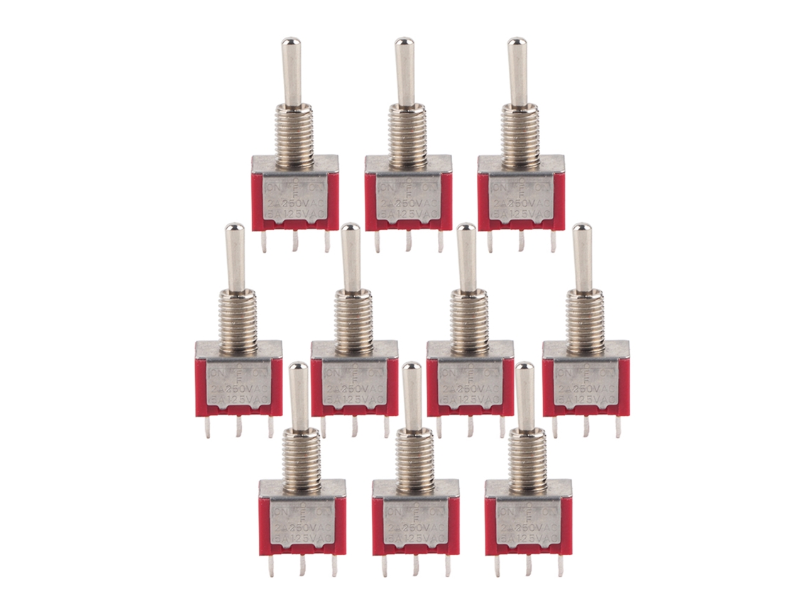 10 Interruptores De Palanca Momentáneos De 3 Posiciones On-off-on Dpdt De 6 Pines Y 6 Mm, 2 A/250 Vca Y 5 A/125 Vca.