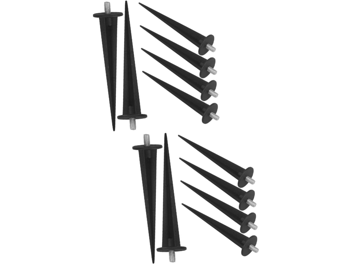 Juego De 12 Estacas Para Suelo, Ideales Para Patios Y Jardines, Perfectas Para Iluminación Paisajística. Fabricadas En Aluminio Negro.