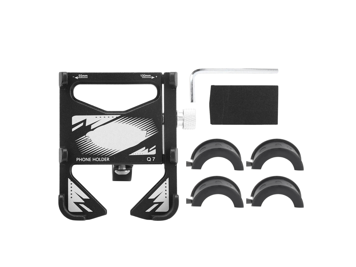 Soporte Ajustable De Aleación De Aluminio Para Teléfono Móvil De Bicicleta Con Rotación De 360° Para Manillar - Negro