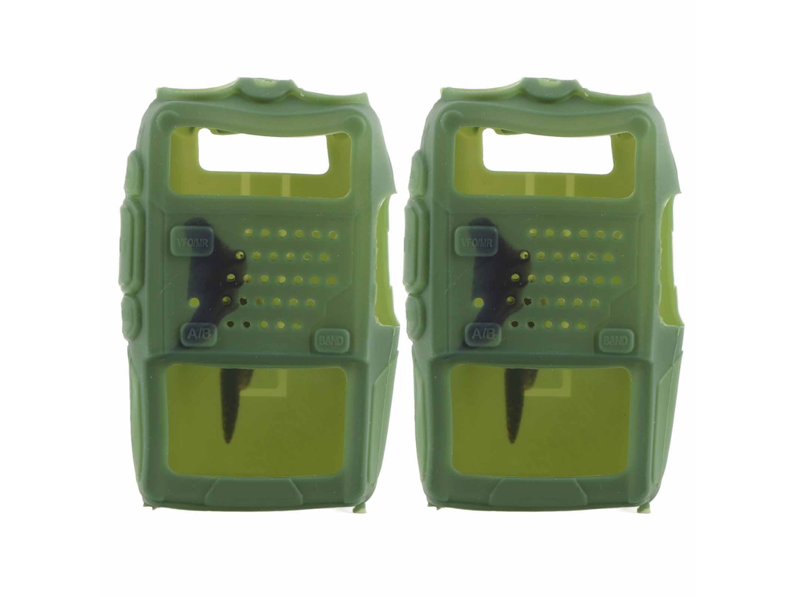 2 Fundas De Silicona Para Mini Walkie-talkie Baofeng Uv5r, Color Verde Protector.