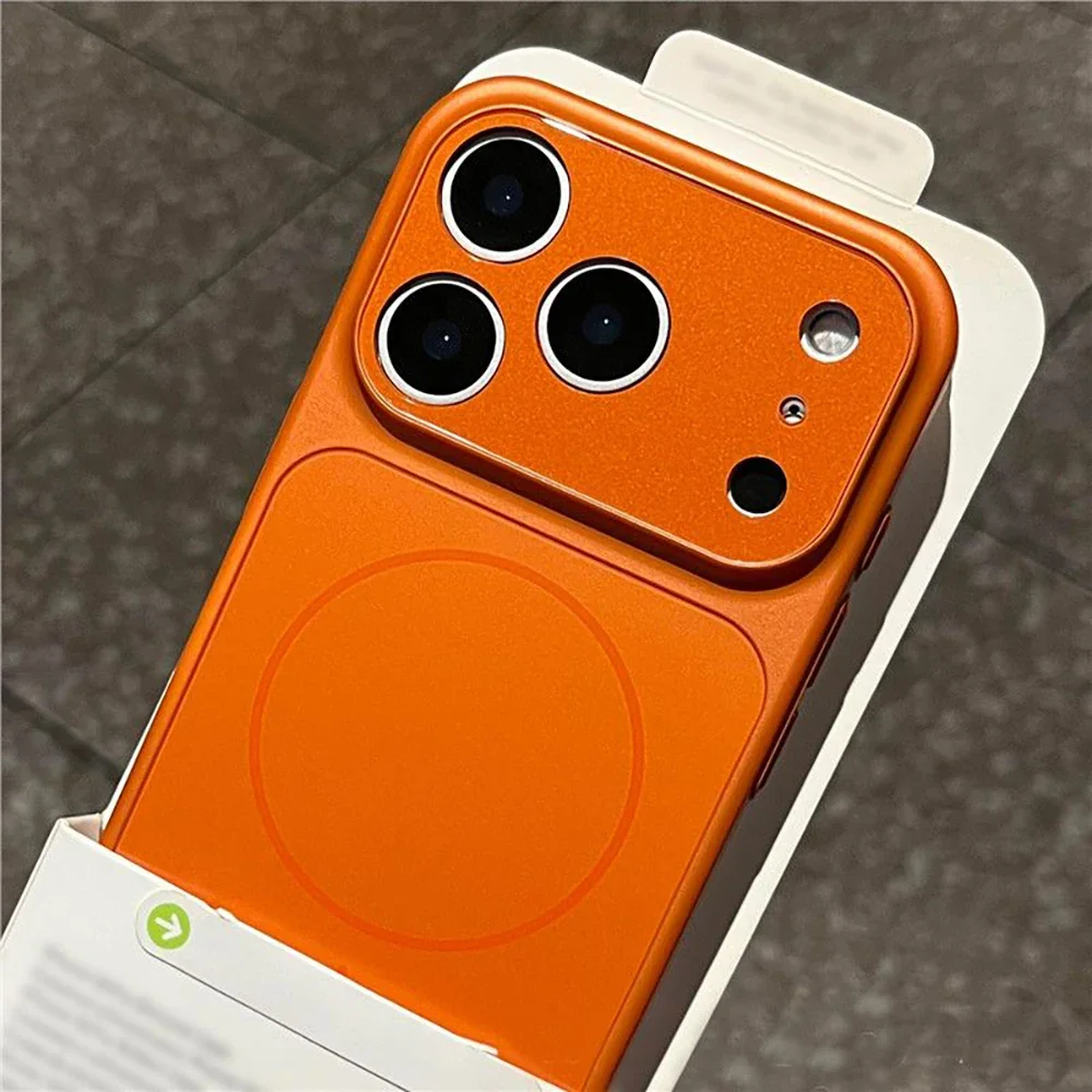 (iphone 15 Pro Max Naranja)funda Protectora Rígida De Policarbonato Galvanizado A Prueba De Golpes, Compatible Con La Función Magnética Magsafe