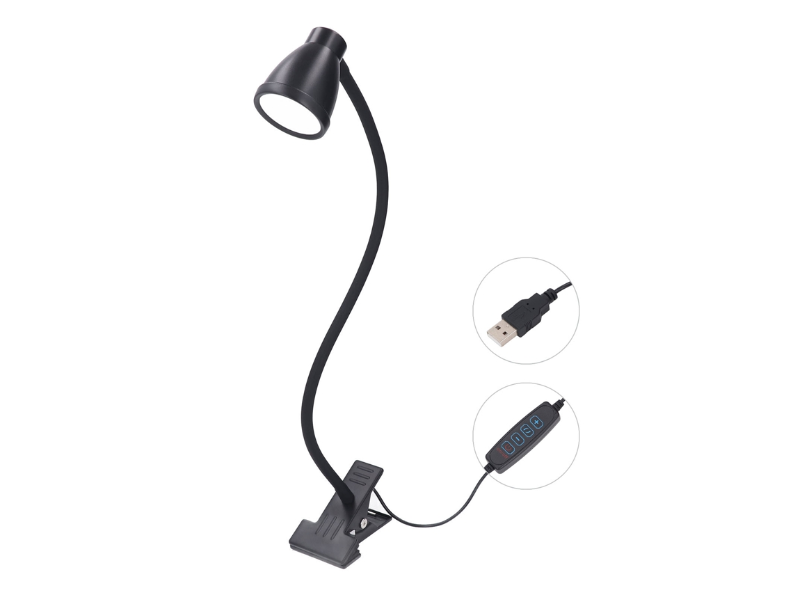 Yncm2026-lámpara De Escritorio Clip 5w 24leds 10 Brillos Ajustables 3 Temperaturas Usb Flexible Gooseneck Para Dormitorio Oficina