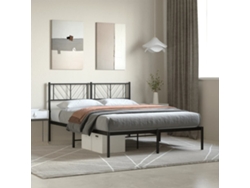 Estructura Cama Sin Colchón Con Cabecero Metal Negro 160x200 Cm