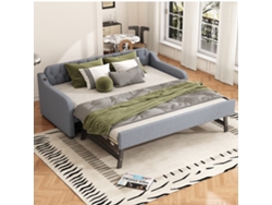 Sofá Cama Extensible De 90x200 Cm Con Cama Integrada, Puerto Usb, Estructura De Madera, Color Gris.