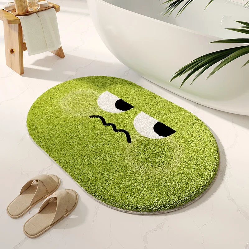 (estilo 2 60x90cm) Bonita Alfombra De Baño Con Estampado De Dibujos Animados, Divertidos Patrones De Expresión Facial, Suave Alfombra De Baño De Felpa