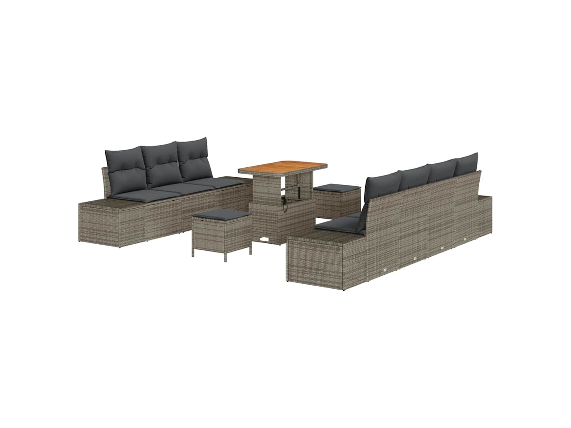 Maison Exclusive - Conjunto De Sofás De Jardín Con Cojín 10 Pcs Gris Poliratán