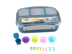 Juego de 16 cajas bento reutilizables, 1300 ml, 4 compartimentos, lonchera para adultos con cuchara, fruta, Chaberlu