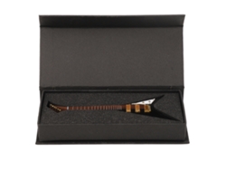 Guitarra Eléctrica Miniatura De Caoba Negra Con Soporte Y Estuche, 7,3 Pulgadas.