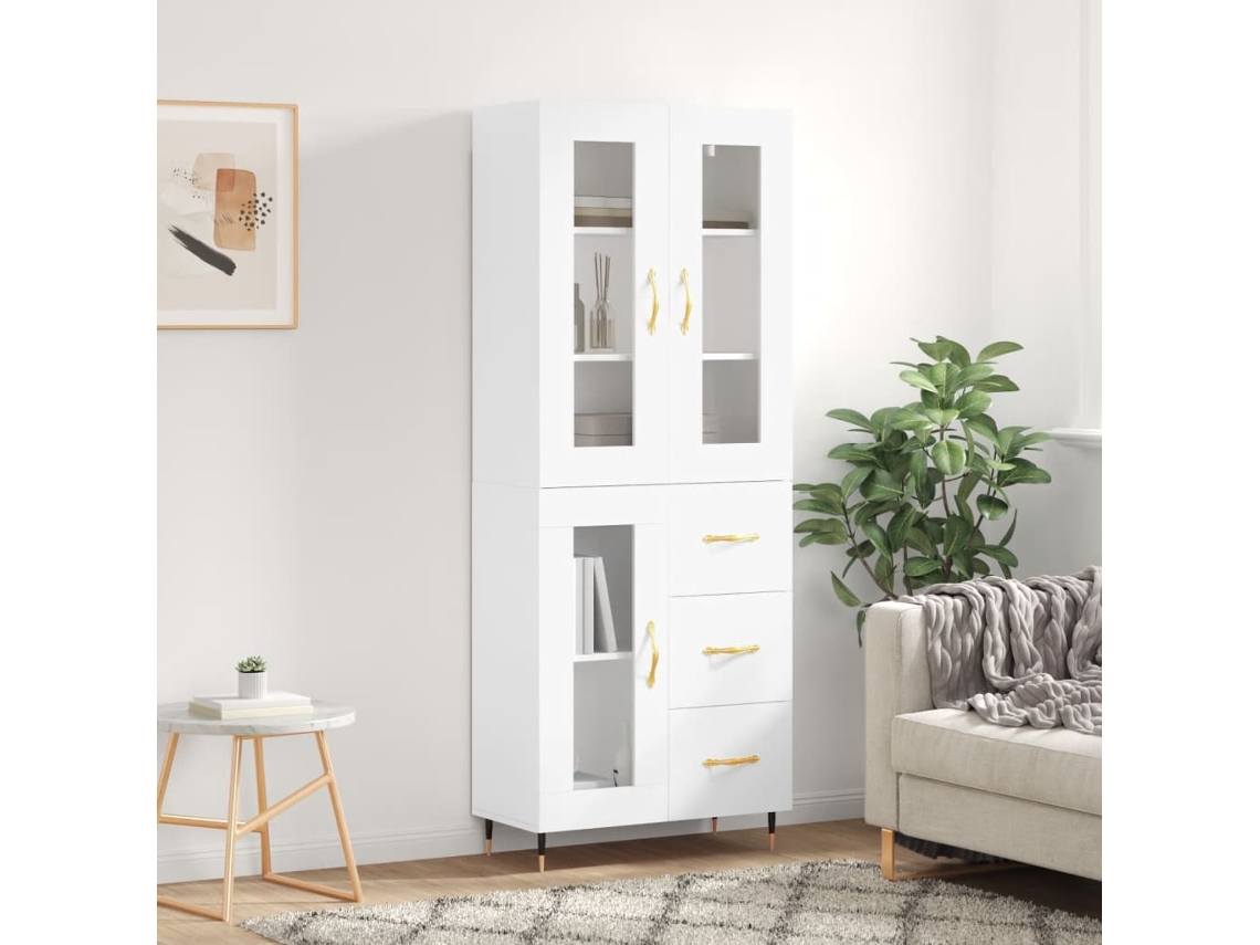 Aparador Alto Madera Contrachapada Blanco 69,5x34x180 Cm