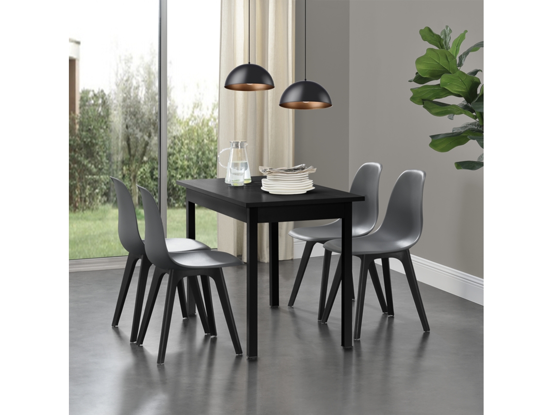 Conjunto de Cadeiras de Jantar [EN.CASA] Brevik Cinzento/preto (Plástico - 83 x 54 x 48 cm)