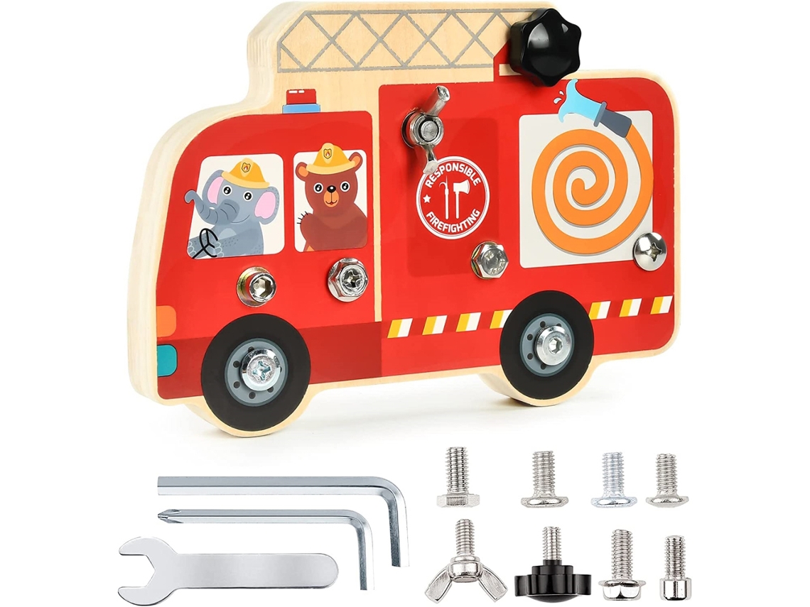 Mali placa de Parafuso de Madeira Caminhão Brinquedo Educativo Habilidades Motoras para Crianças 3+