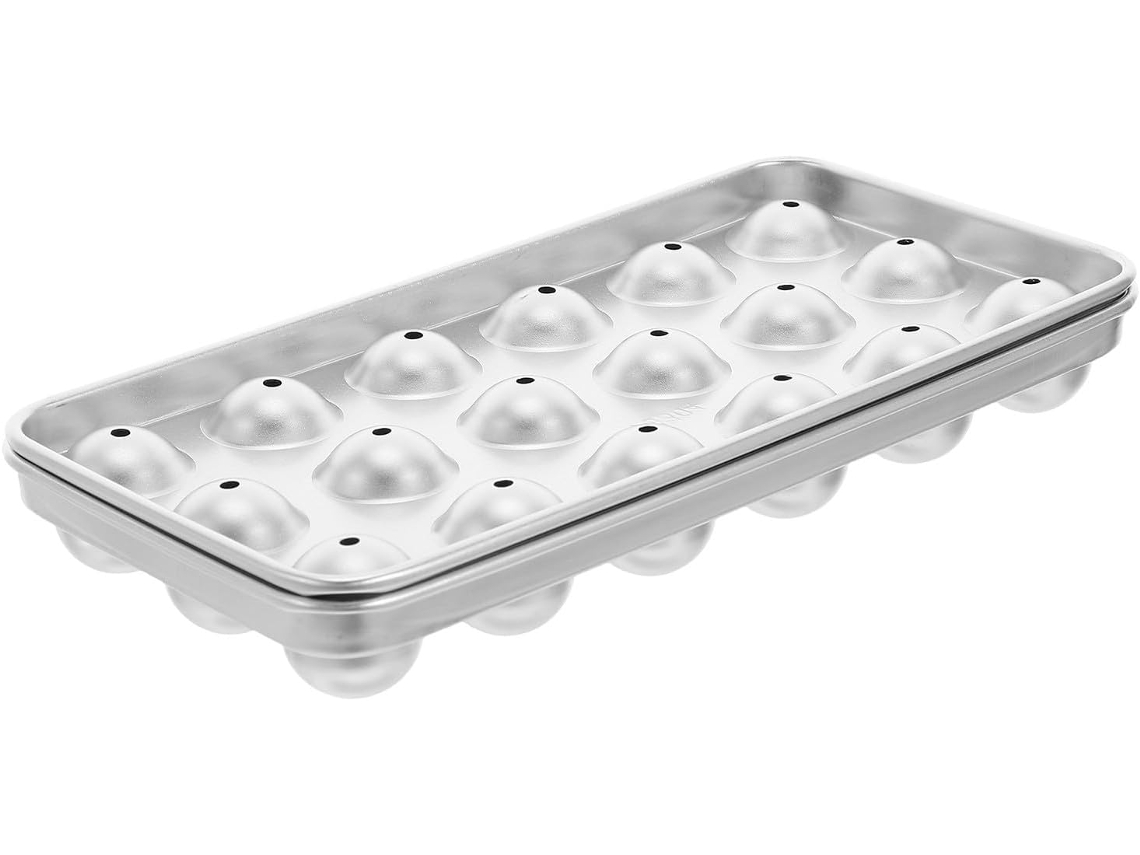 Bandeja Esférica De Metal Para Cubitos De Hielo, Redonda Y Reutilizable.