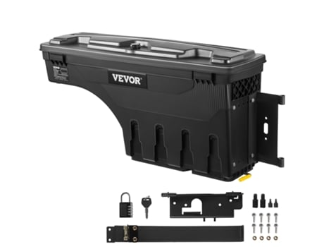 VEVOR Caja de almacenamiento para cama de camión con tapa de bloqueo, 20 litros resistente al agua, con cerradura de combinación, negro