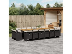 Juego de comedor de jardín DKD Home Decor de 17 piezas con cojines de mimbre negros