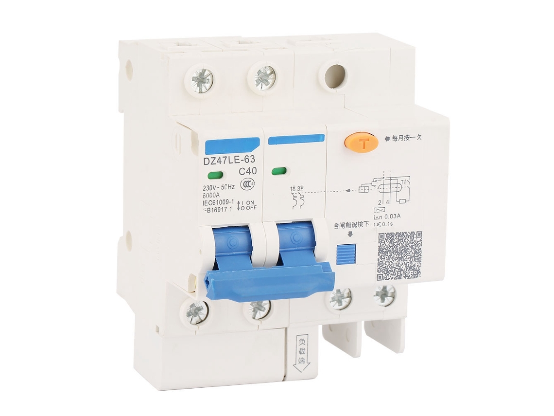 Disyuntor Residual Dz47le 63 2p+2 40a Protección Contra Fuga Y Sobrecarga De Corriente