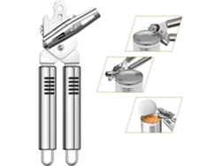 JILLIOPER Abrelatas 3 en 1, Abridor de Lata de Acero Inoxidable Resistente para Cocina, Corte Seguro y Borde Suave, con Mango Antideslizante para Mayores con Ar