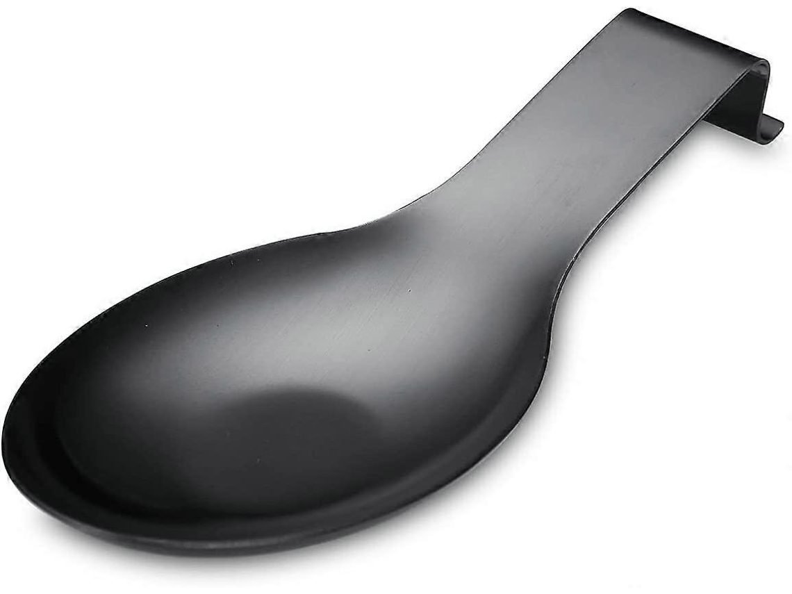 Reposo Cuchara Negro Mate Acero Inoxidable, Soporte Utensilios Cocina, Resistente Al Óxido, Lavavajillas Seguro, 25cm
