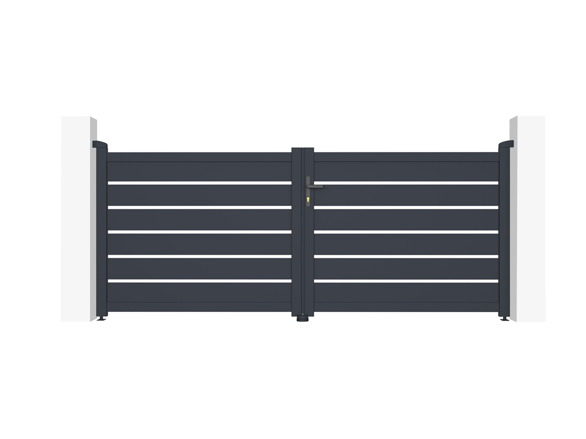 Puerta abatible de aluminio 3m VOGEL H.120cm gris