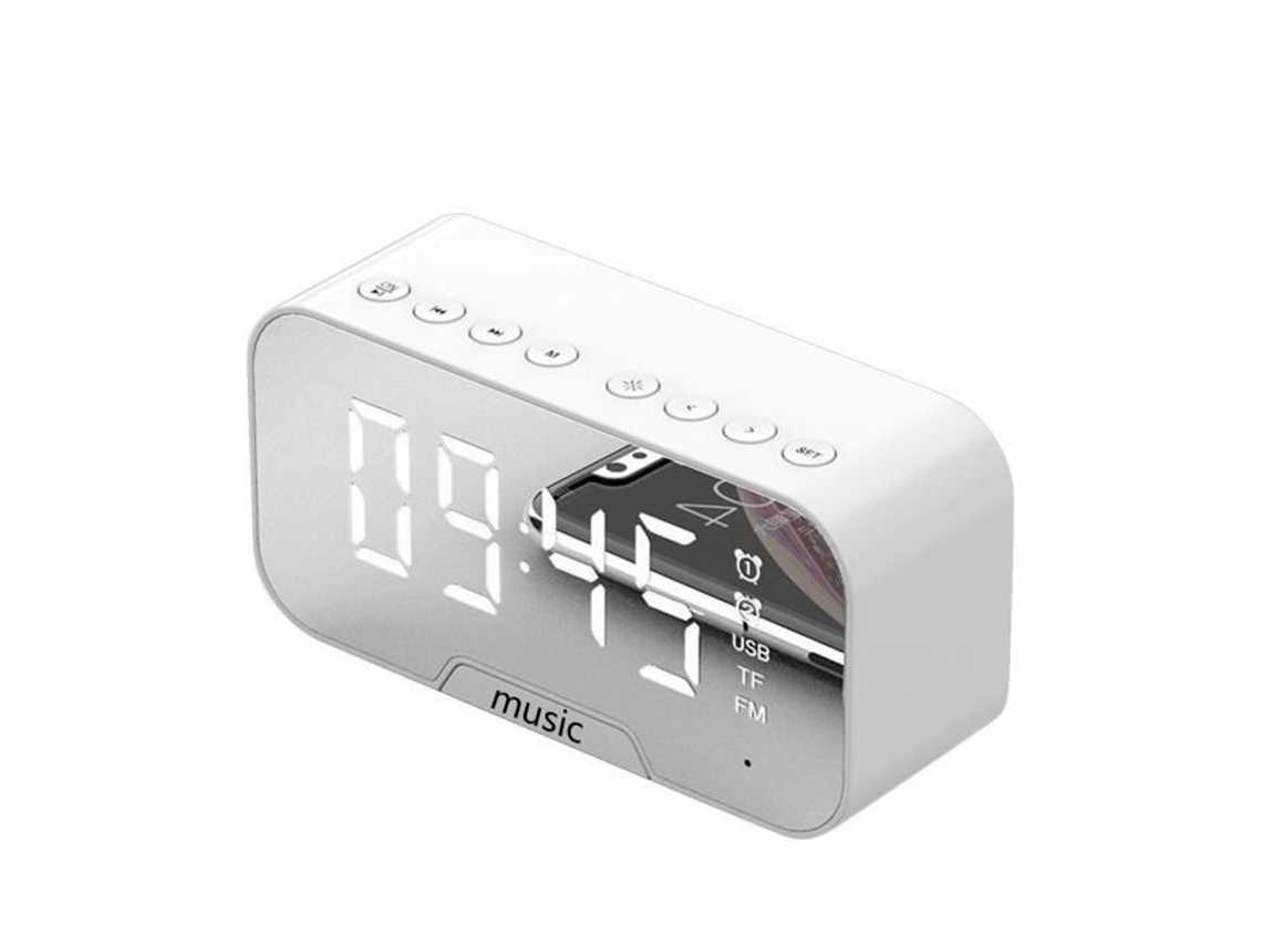Reloj despertador digital portátil con espejo LED Radio despertador Altavoz Bluetooth inalámbrico Decoración del hogar Tipo C
