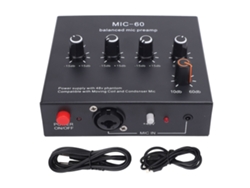 Preamplificador De Micrófono Balanceado De 48 V Con Ganancia De 10-60 Db Para Estudio Y Transmisión En Vivo.