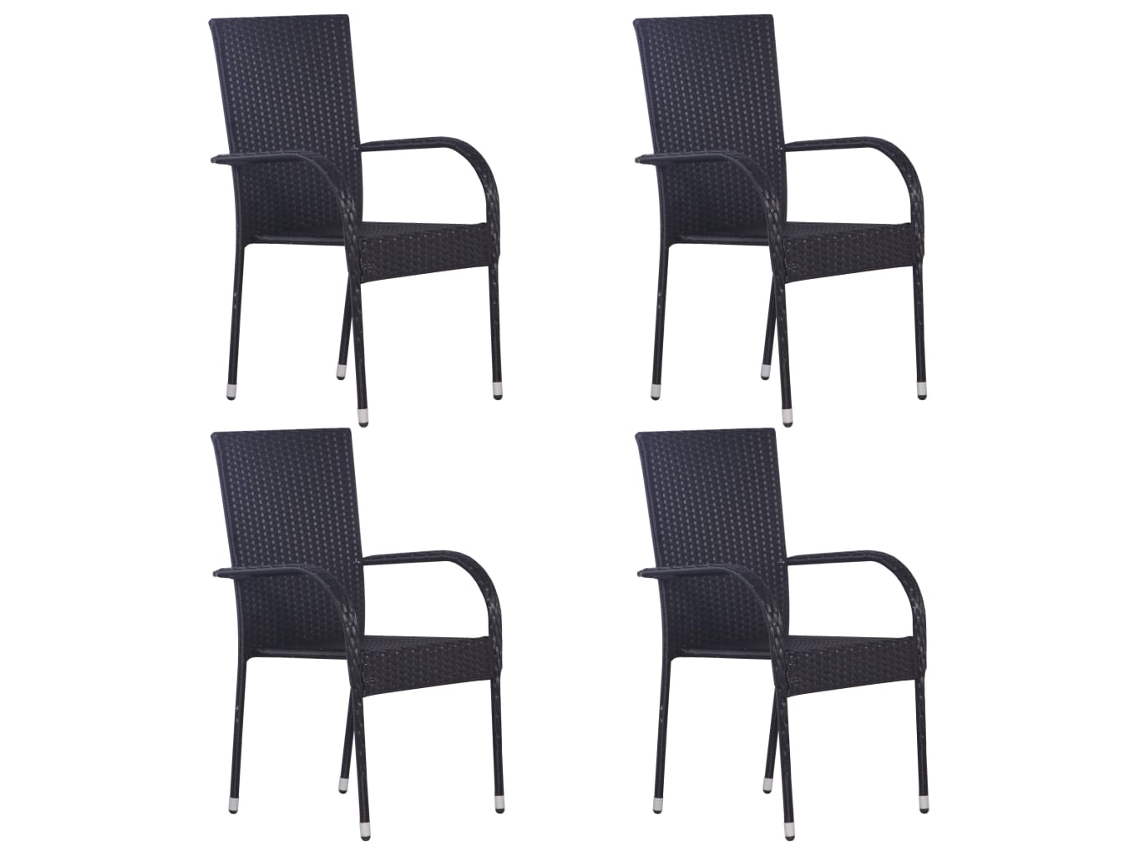 Maison Exclusive - Juego De Comedor Para Jardín 5 Piezas Negro