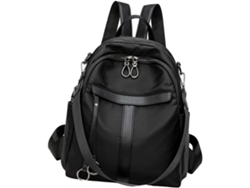 Mochila Escolar Grande Negra Antirrobo Con Cierre De Cremallera Para Mujer.