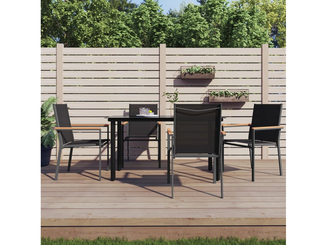 Sillas de jardín 4 piezas 55x61,5x90 cm Textilene y acero negro Dkd Home Decor